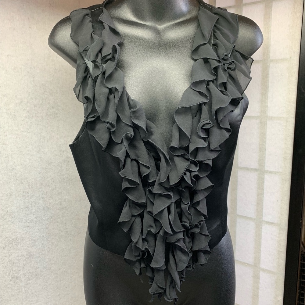Women’s Sexy Black Satin Vest